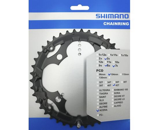 Звезда передняя для Shimano FC-M361 42T, Цвет: черный, Количество зубьев: 42, изображение 3