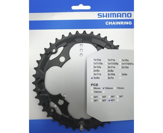 Звезда передняя для Shimano FC-M361 42T, Цвет: черный, Количество зубьев: 42, изображение 4