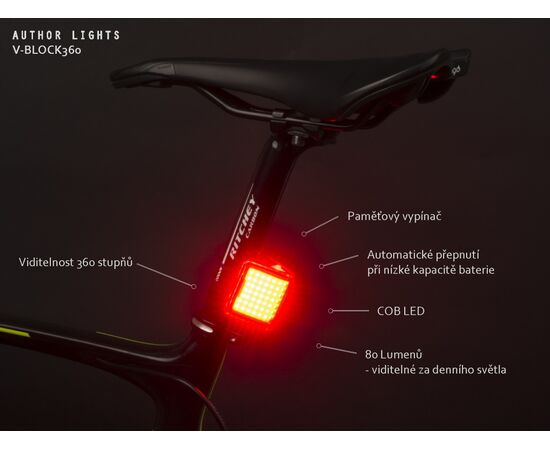 Фонарь задний Author V-Block360 CobLed 80 lm USB, изображение 5