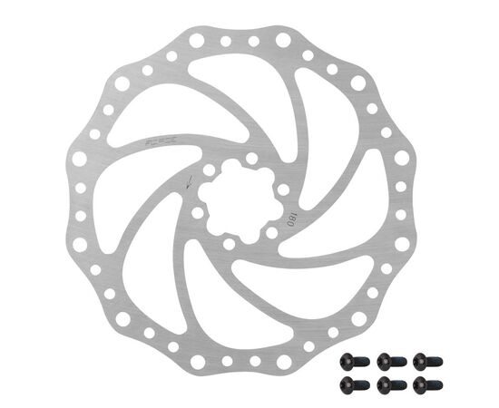 Тормозной диск Force 42404 180мм 6-отв (серебристый), Цвет: серый, Диаметр: 180