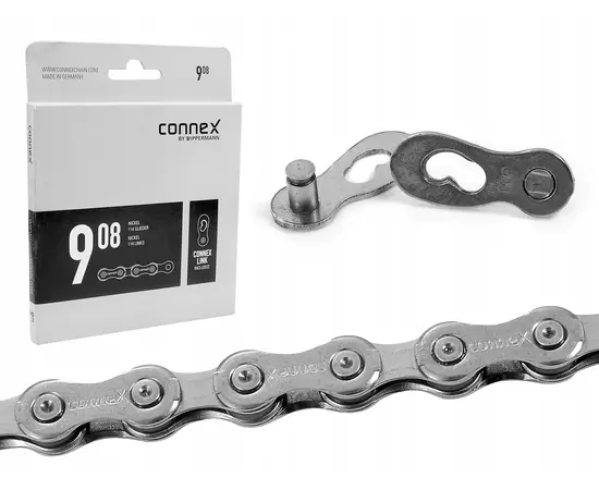 Цепь велосипедная CONNEX 908 8928147 9 скоростей 114 звеньев (серебристый), изображение 4