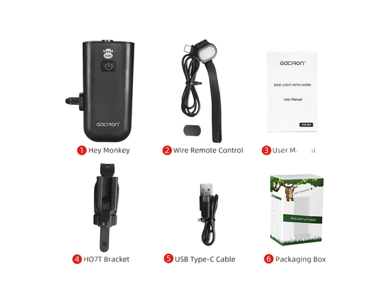 Фара с встроенным звонком GACIRON V18-200, изображение 11