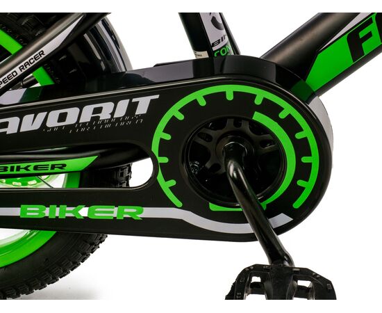 Детский двухколёсный велосипед Favorit BIKER 14" (чёрный/зелёный), Цвет: зелёный, изображение 3