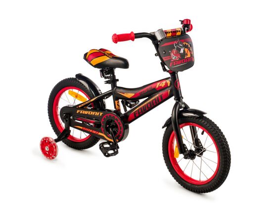Детский двухколёсный велосипед Favorit BIKER 14" (чёрный/красный), Цвет: красный, изображение 2