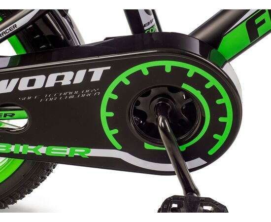 Детский двухколёсный велосипед Favorit BIKER 16" (чёрный/зелёный), Цвет: зелёный, изображение 3