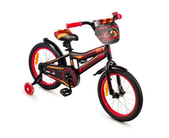 Детский двухколёсный велосипед Favorit BIKER 16" (чёрный/красный), Цвет: красный, изображение 2
