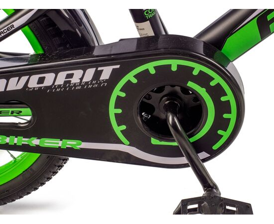 Детский двухколёсный велосипед Favorit BIKER 18" (чёрный/зелёный), Цвет: зелёный, изображение 3