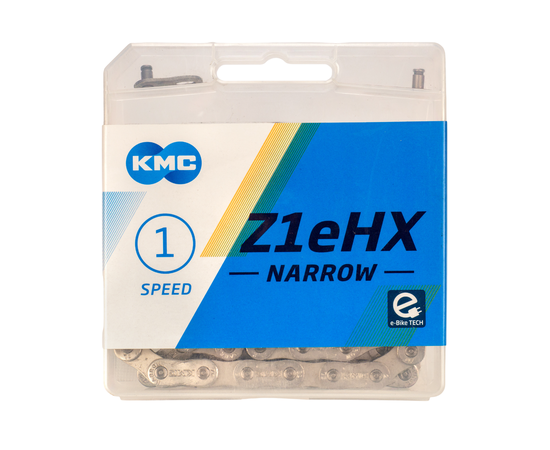 Цепь велосипедная KMC Z1eHX NARROW 1/2"x3/32"x112L (в боксе, серебристая)