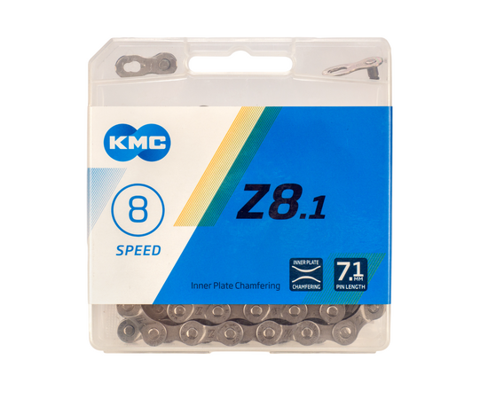 Цепь велосипедная KMC Z8.1 1/2"x3/32"x114L (в боксе, серая)