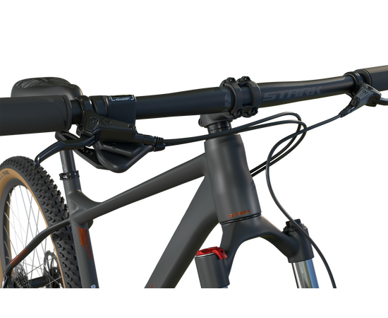 Велосипед Stark'25 Hunter 27.3 HD (антрацит матовый/оранжевый металлик), Цвет: серый, Размер рамы: 14,5", изображение 4