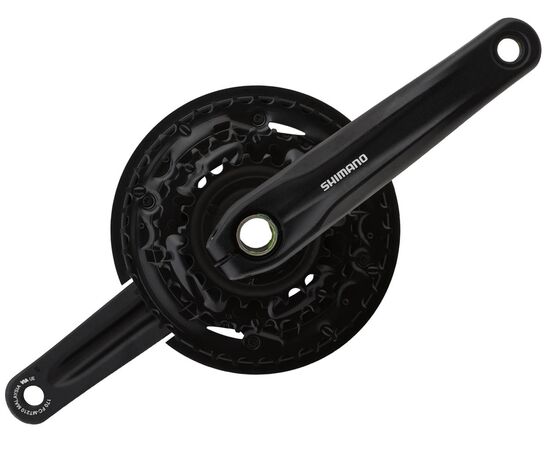 Система шатунов Shimano Altus MT210, 170 мм, 3x9 ск., квадрат, 40/30/22T с защитой (чёрный), изображение 3