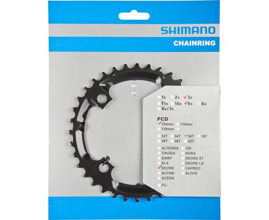 Звезда передняя Shimano DEORE для FC-M590/T4010 (36T,  чёрный), изображение 2