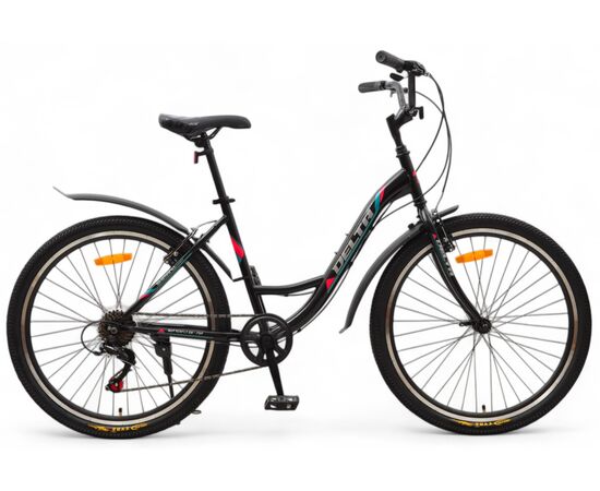 Велосипед Delta Butterfly 26 (черный/розовый), Цвет: черный, Размер рамы: 17"