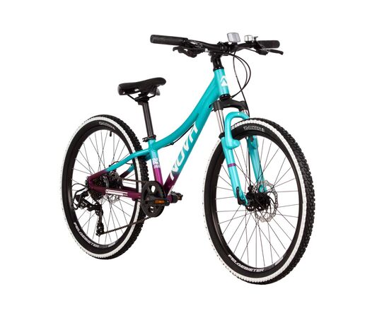 Подростковый велосипед Novatrack Katrina 7.D 24" (2025, зелёный-фиолетовый), Цвет: бирюзовый, Размер рамы: 10", изображение 2