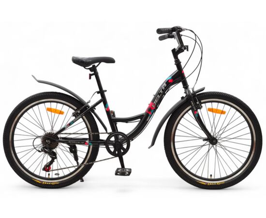 Велосипед Delta Butterfly 24 (черный/розовый), Цвет: черный, Размер рамы: 14"