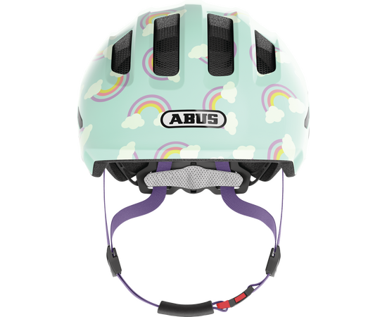Шлем детский с фонариком ABUS Smiley 3.0 LED (blue rainbow, голубой с радугой), Цвет: бирюзовый, Размер: 45-50, изображение 2