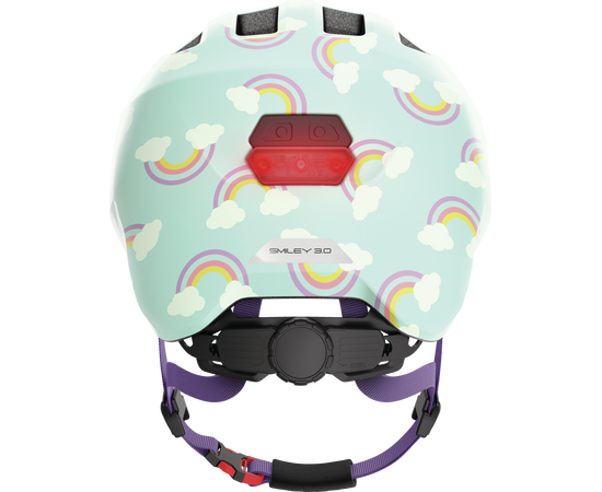 Шлем детский с фонариком ABUS Smiley 3.0 LED (blue rainbow, голубой с радугой), Цвет: бирюзовый, Размер: 45-50, изображение 3