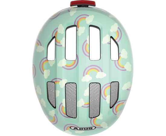 Шлем детский с фонариком ABUS Smiley 3.0 LED (blue rainbow, голубой с радугой), Цвет: бирюзовый, Размер: 45-50, изображение 4