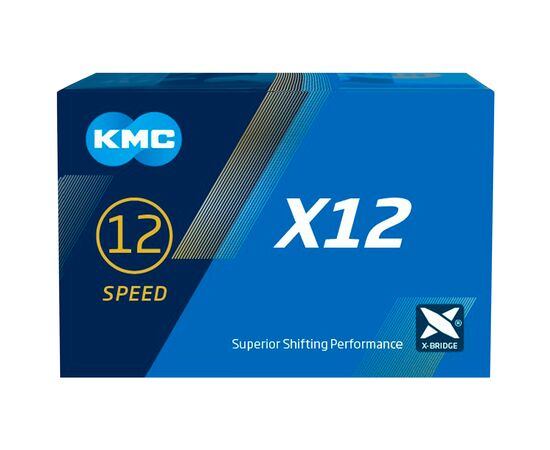 Цепь для велосипеда KMC X12 Ti-N Gold (11/128", 12 ск., 126 звеньев с замком), Цвет: жёлтый, Количество звеньев: 126, Замок цепи: замок