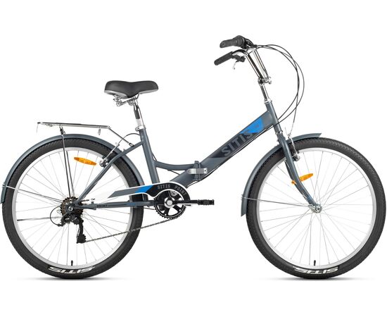 Велосипед SITIS POINT 7SP 26" (2025, Grey-Black-Blue), Цвет: серый, Размер рамы: 13,5"