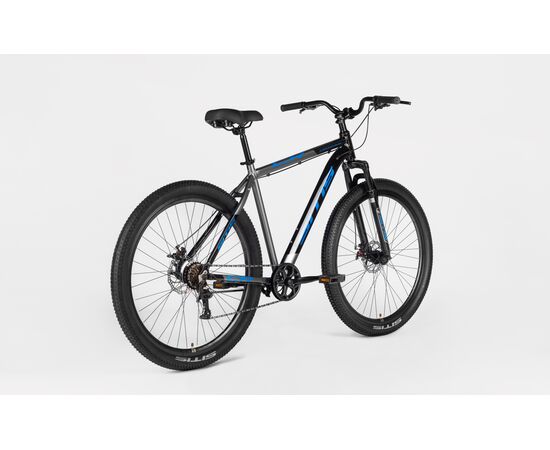 Велосипед SITIS CROSSER 7SP 29" (2025, Black-Grey-Blue), Цвет: серый, Размер рамы: 21", изображение 3