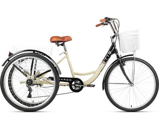 Велосипед трехколесный SITIS CARGO рикша 26" (2025, Black-Khaki)