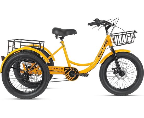 Велосипед трехколесный SITIS CARGO рикша FAT 20 steel (2025, Yellow-Black)