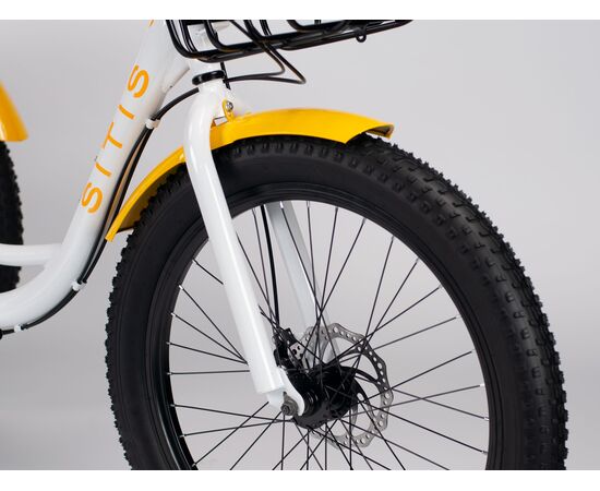 Велосипед трехколесный SITIS CARGO рикша FAT 24" (2025, White-Yellow), Цвет: белый, изображение 4