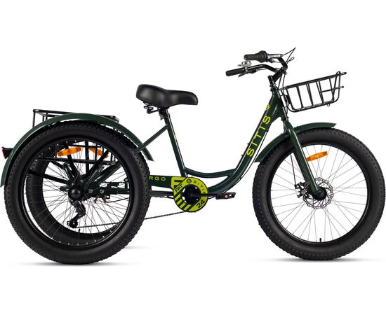 Велосипед трехколесный SITIS CARGO рикша FAT 24" (2025, Black-Green), Цвет: зелёный
