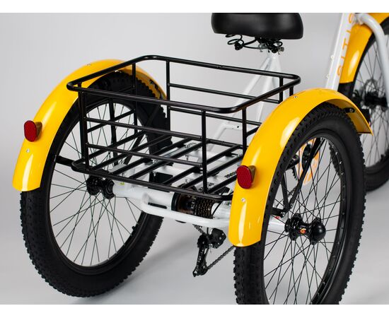 Велосипед трехколесный SITIS CARGO рикша FAT 24" (2025, White-Yellow), Цвет: белый, изображение 9
