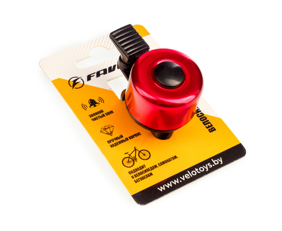 Звонок велосипедный Favorit TD-1004RD, 35 мм, Цвет: красный