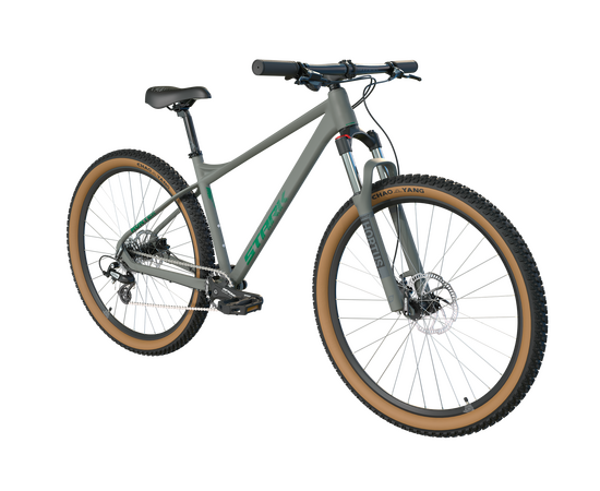 Велосипед Stark'25 Hunter 29.2 HD (серый матовый/зеленый), Цвет: серый, Размер рамы: 17,5", изображение 2