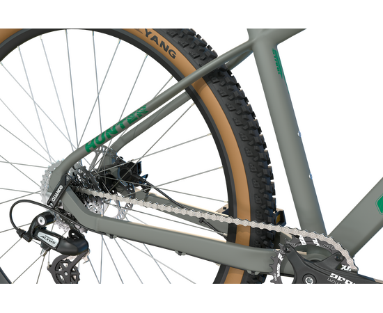 Велосипед Stark'25 Hunter 29.2 HD (серый матовый/зеленый), Цвет: серый, Размер рамы: 17,5", изображение 3