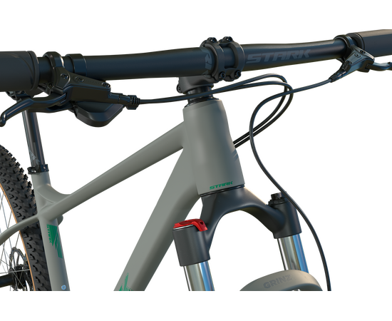 Велосипед Stark'25 Hunter 29.2 HD (серый матовый/зеленый), Цвет: серый, Размер рамы: 17,5", изображение 4