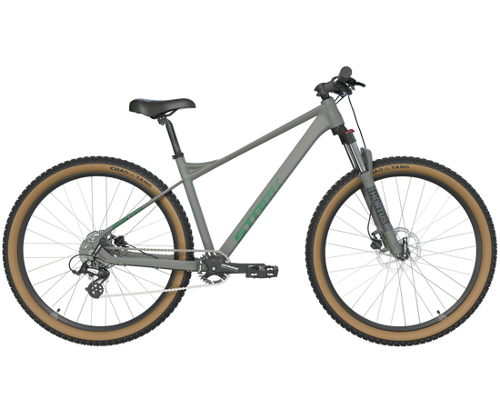 Велосипед Stark'25 Hunter 29.2 HD (серый матовый/зеленый), Цвет: серый, Размер рамы: 17,5"
