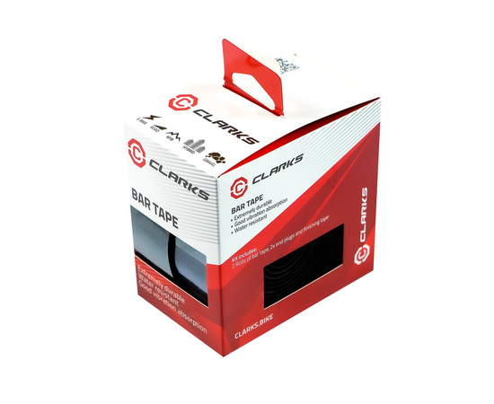 Лента на руль CLARKS CHBT-0105 PU&EVA 3-265 (гладкая поверхность под карбон, черная)