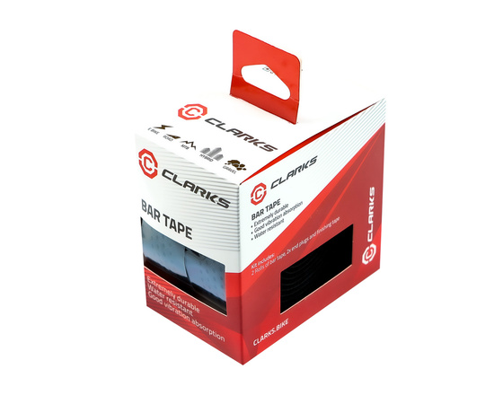 Лента на руль CLARKS CHBT-0111 PU&EVA 3-266 (гладкая поверхность с перфорационными отверстиями, черная)