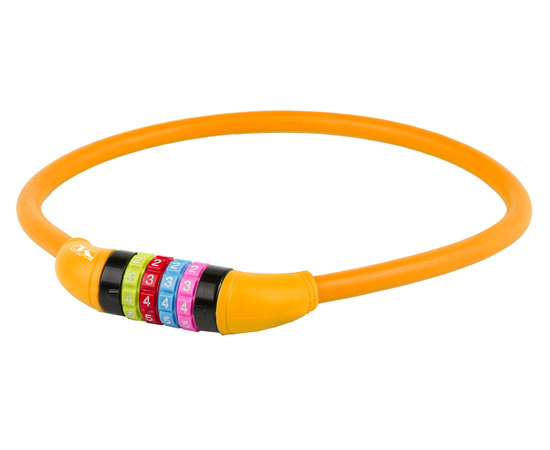 Замок кодовый M-Wave 5-231057 12x650 мм (4 разряда, цветные символы, оранжевый), Цвет: оранжевый