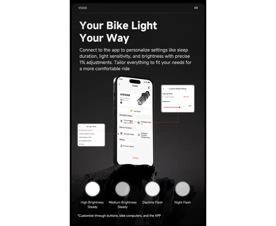 Умный передний фонарь для велосипеда iGPSPORT VS500, изображение 11