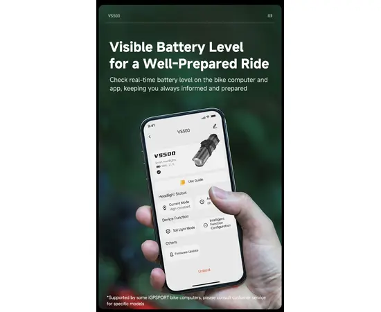 Умный передний фонарь для велосипеда iGPSPORT VS500, изображение 8