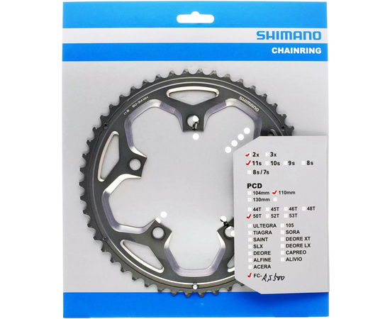 Звезда передняя Shimano для FC-RS500 50T-MH (черная, для 50-34T), изображение 3