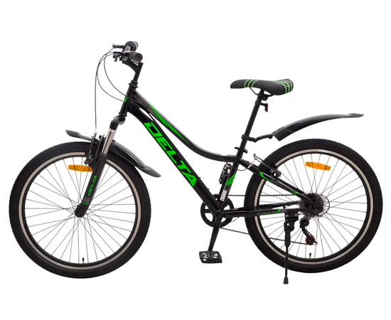 Велосипед Delta Flex 24 (чёрный/зеленый), Цвет: зелёный, Размер рамы: 12", изображение 3