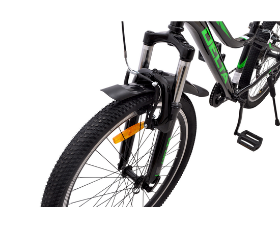 Велосипед Delta Flex 24 (чёрный/зеленый), Цвет: зелёный, Размер рамы: 12", изображение 7