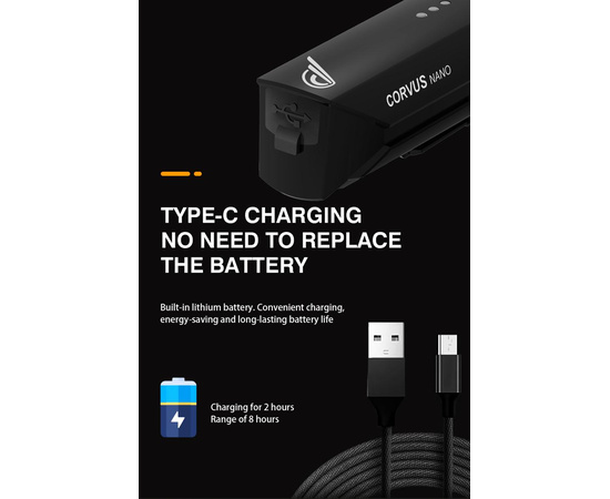 Фонарь передний ADDVIEW CORVUS NANO (чёрный), изображение 7