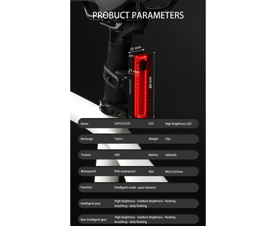 Фонарь задний ADDVIEW LEPUS ELITE (чёрный), изображение 3