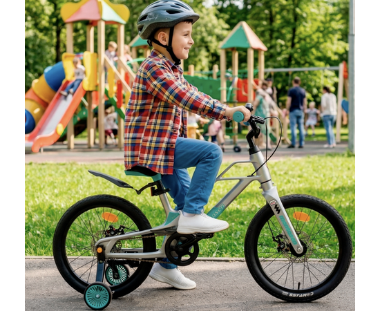 Детский велосипед MONTASEN 18" MB07 (серебряный), Цвет: серый, изображение 4