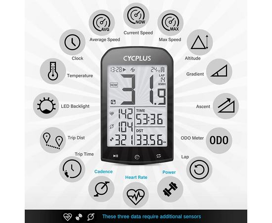 Беспроводной GPS велокомпьютер Cycplus M1 (16 функций), изображение 7