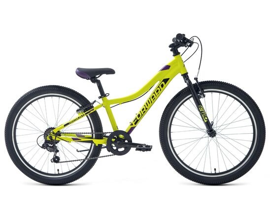 Подростковый велосипед Forward TWISTER 24 1.0 (зелёный/фиолетовый), Цвет: жёлтый, Размер рамы: 12"