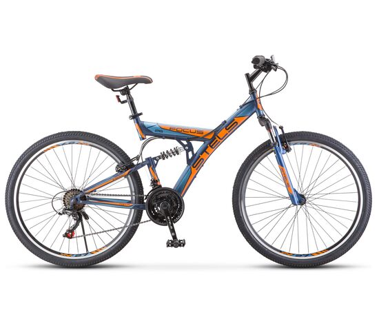 Велосипед Stels Focus V 26" 18-sp (тёмно-синий/оранжевый), Цвет: синий, Размер рамы: 18"