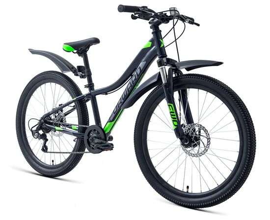 Подростковый велосипед Forward TWISTER 24 2.0 disc (черный/ярко-зеленый), Цвет: черный, Размер рамы: 12", изображение 2